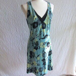 Title Nine Dress S Blue Graphic Sheer Inset Zip Pockets Suplex Nylon Black